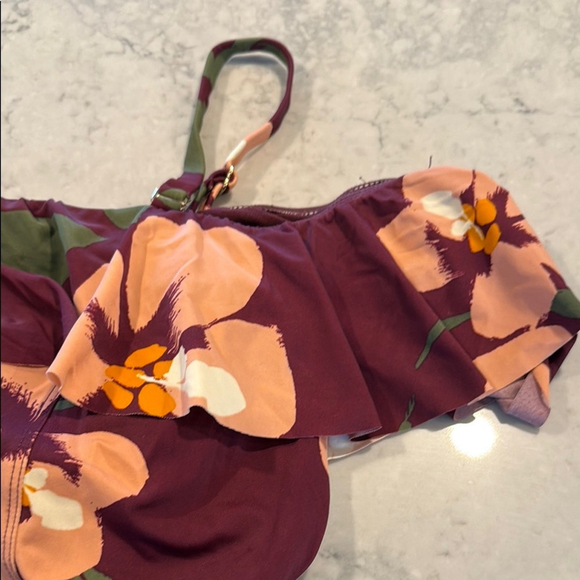 Evri Floral One Piece Swimsuit, removable straps size 2X - Picture 2 of 8